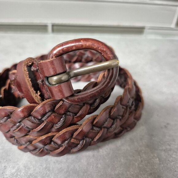 Eddie Bauer Genuine Leather Brown Braided Belt - Picture 2 of 7